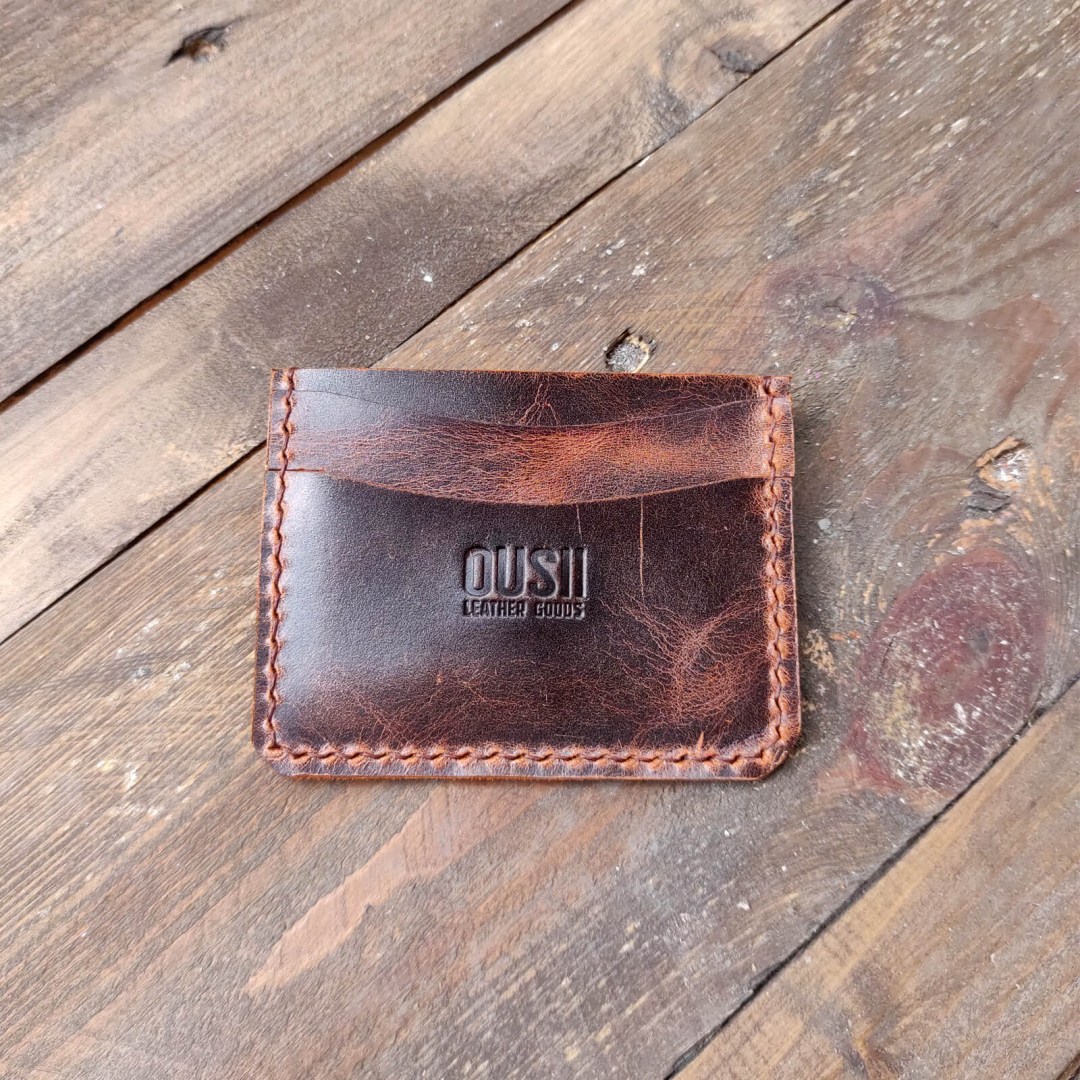 RARE-handmade-brown-leather-card-holder