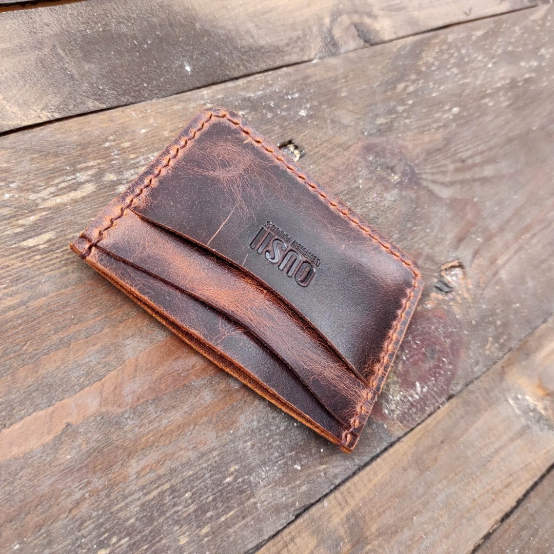 καρτοθήκη, ανθεκτική, διαχρονική από pull-up καφέ δέρμα