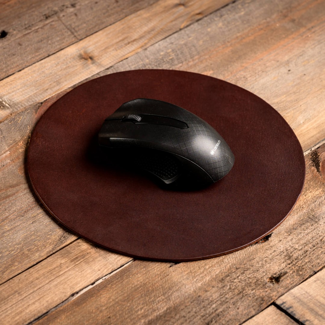Δερμάτινο mousepad ROUND με δυνατότητα χάραξης