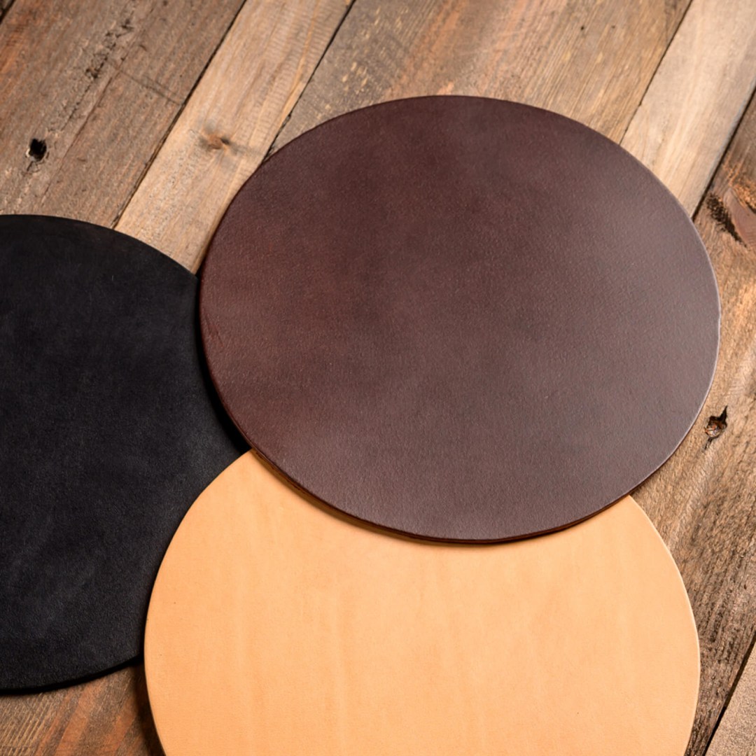 στρογγυλό δερμάτινο mousepad σε διάφορα χρώματα